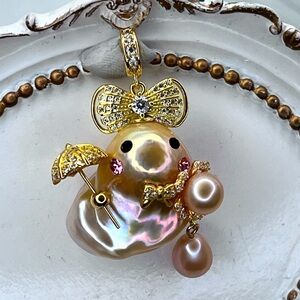 Handmade S925 SS Premium Freshwater Flameball Pearl Character Detachable Pendant